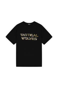 Tactical Wolves Oversize Woodland Baskı Tshirt Siyah - 1