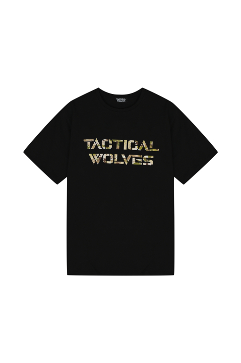 Tactical Wolves Oversize Woodland Baskı Tshirt Siyah - 1