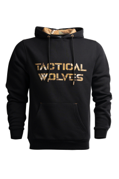 Tactical Wolves Oversize Kamuflaj Baskılı Hoodie Siyah - 1