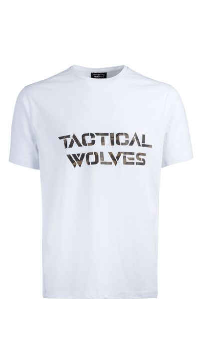 Tactical Wolves Oversize Kamuflaj Baskılı Tshirt Beyaz - 1