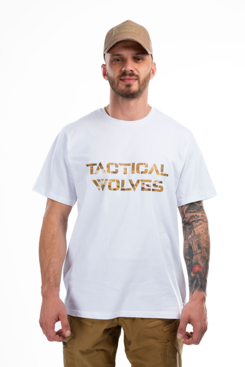 Tactical Wolves Oversize Toprak Kamuflaj Baskılı Tshirt Beyaz - 5