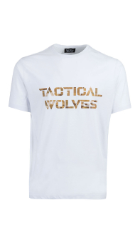 Tactical Wolves Oversize Toprak Kamuflaj Baskılı Tshirt Beyaz 