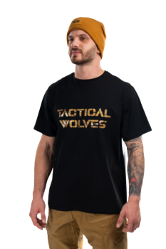 Tactical Wolves Oversize Sarı Kamuflaj Baskılı Tshirt Siyah - 5