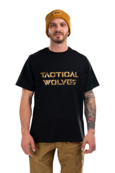 Tactical Wolves Oversize Sarı Kamuflaj Baskılı Tshirt Siyah - 3