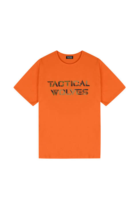 Tactical Wolves Oversize Siyah Baskılı Tshirt Turuncu - 1