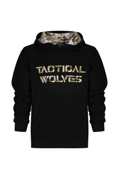 Tactical Wolves Oversize Woodland Baskı Hoodie Siyah - 1