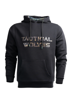 Tactical Wolves Oversize Haki Kamuflaj Baskılı Hoodie Siyah - 1