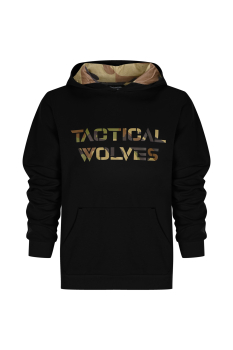 Tactical Wolves Oversize Yeşil Kamuflaj Hoodie Siyah - 1
