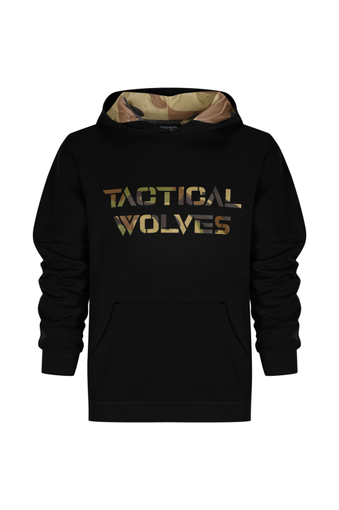Tactical Wolves Oversize Yeşil Kamuflaj Hoodie Siyah - 1